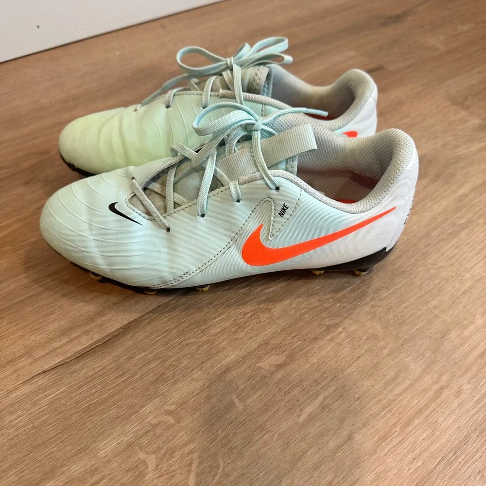 Nike Phantom GX Soccer Cleats Kids 3.5Y Blue Orange Athletic Shoes Youth Sports