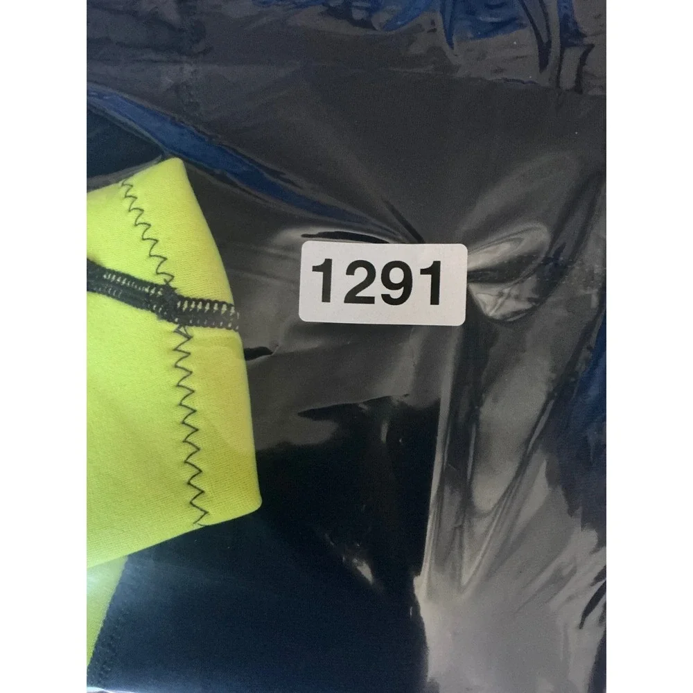 Goldfin Wetsuit Shorty Youth 8 Navy Blue Neon Yellow Excellent Back Zip Neoprene
