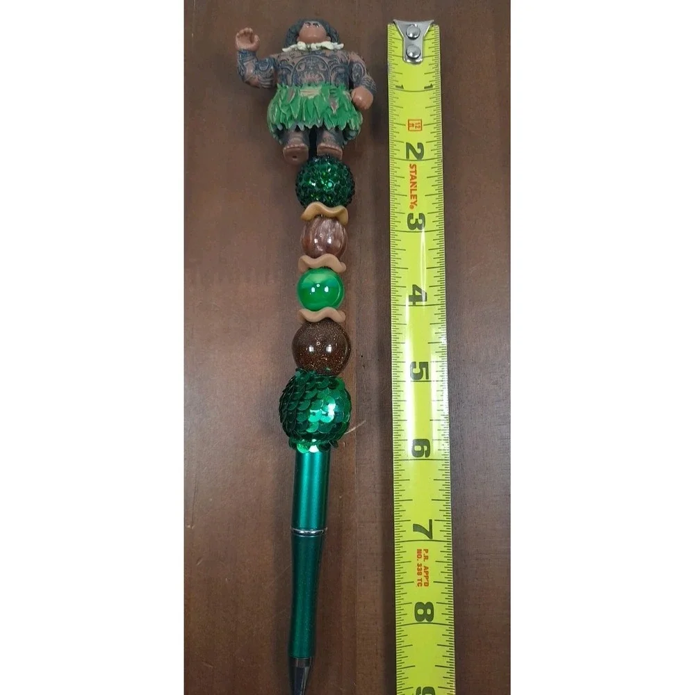New Disney Moana Maui Demi God PVC Character‎ Handmade Beaded Pen Black Ink 9