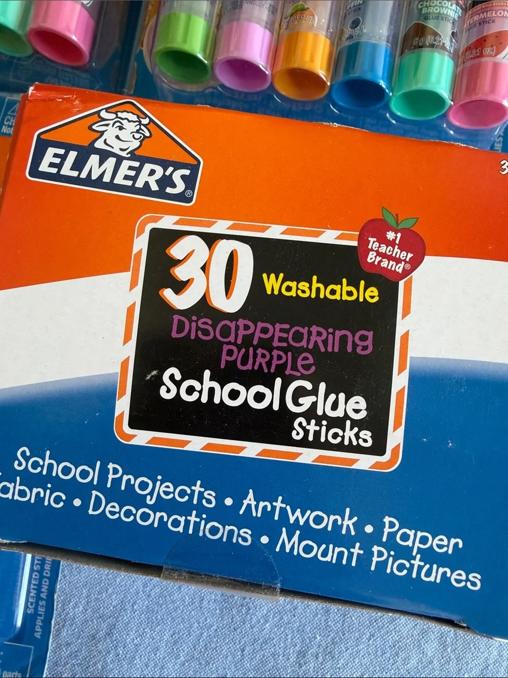 Elmers glue stick bundle! 3 sets of 12 (including scented!) and 1 box of 30 NEW